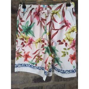 Eternity Shorts White Floral Print Lightweight Girl's Size 10/12‎ Drawstring